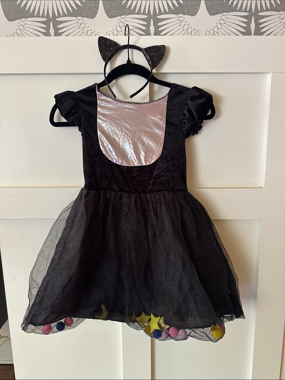 Black Sparkle Space Cat Costume Dress with Headband
